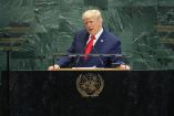 Donald Trump durante su discurso en la Asamblea General de la ONU. (AFP)