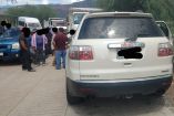 Camioneta en la que viajaban cinco personas que fueron linchadas en Oaxaca