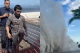 Rescatan a surfista arrastrado por olas del huracán Priscilla en Puerto Vallarta