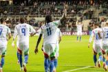  Moise Kean celebra su gol ante Estonia en el Le Coq Arena de Tallin. (AFP)
