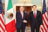 El secretario de Relaciones Exteriores, Juan Ramón de la Fuente, y el secretario de Estado de Esta-dos Unidos, Marco Rubio, en el marco de su encuentro en Washington.