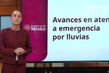 La presidenta Claudia Sheinbaum ofreciendo los avances en atención a emergencias por lluvias