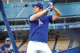 Shohei Ohtani en práctica de bateo, durante un entrenamiento de Dodgers.