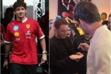 Charles Leclerc autografiando una tortilla.