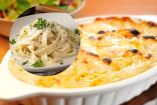 Receta de fetuccini blanco con tocino, gratinado