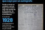 Portada del periódico Excélsior de 1928 informando sobre el asesinato del general Álvaro Obregón; a la izquierda, resumen visual de su trayectoria y muerte durante una comida política en la que firmaba autógrafos