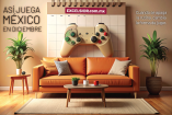 Sala de estar con un sofá naranja y un control de videojuegos colocado frente a un calendario, ilustrando cómo en diciembre el juego en México se vuelve más pausado, social y ligado al descanso cotidiano.