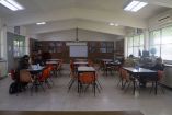 Salón de clases vacío por las lluvias