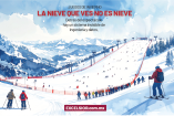Ilustración editorial en acuarela de una pista olímpica de nieve con un corte tipo “rayos X” que muestra sensores, tuberías y cables bajo la superficie.
