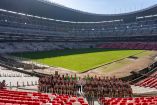 La foto oficial del Club América para el Clausura 2026 en el Estadio Azteca, ahora Banorte, aún bajo renovaciones