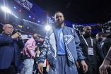 INGLEWOOD, CALIFORNIA - FEBRUARY 15: Stephen Curry #30 of the Golden State Warriors and Team USA Stripes looks on before the 75th NBA All-Star Game at Intuit Dome on February 15, 2026 in Inglewood, California.   Ronald Martinez/Getty Images/AFP (Photo by RONALD MARTINEZ / GETTY IMAGES NORTH AMERICA / Getty Images via AFP)
