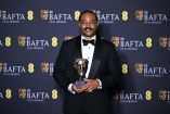 US film director Ryan Coogler poses with the award for Best orignal screenplay for "Sinners" during the BAFTA British Academy Film Awards