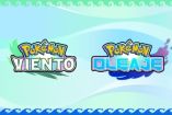 Imagen promocional con los logotipos de Pokémon Viento y Pokémon Oleaje sobre un fondo en tonos verdes y azules con motivos de viento y olas, correspondientes a la décima generación anunciada para Nintendo Switch 2 en 2027.
