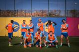 Buen ambiente hubo en el entrenamiento del Barcelona.