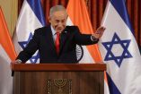 Israel's Prime Minister Benjamin Netanyahu gestures during a press conference with India's Prime Minister Narendra Modi (not pictured) in Jerusalem on February 26, 2026.   GIL COHEN-MAGEN/Pool via REUTERS