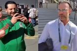 Zague y un aficionado durante la previa del México Vs Portugal.