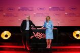Cannes Film Festival General Delegate Thierry Fremaux and Cannes Film Festival President Iris Knobloch attend a press conference to present the official selection of the 79th Cannes International Film Festival in Paris, France, April 9, 2026. REUTERS/Benoit Tessier