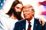 En la nueva publicación compartida, el mandatario estadunidense y Jesús aparecen iluminados, y otra vez resalta la bandera de Estados Unidos en el fondo.