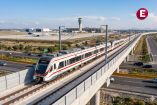 Tren Suburbano llegando a la nueva estación del Aeropuerto Internacional Felipe Ángeles (AIFA)