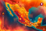 Mapa de México mostrando los estados afectados por la ola de calor y temperaturas de 45 grados según el pronóstico del SMN