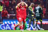 Alek Alvarez of Toluca during the Quarterfinals first leg match between Toluca and Pachuca as part of the Liga BBVA MX Varonil, Torneo Clausura 2026 at Nemesio Diez Stadium, on May 03, 2026 in Toluca, Estado de Mexico, Mexico.