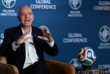 Gianni Infantino, durante su presentación en el Milken Institute.