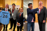 Marcelo Ebrard sostuvo encuentros con Jorge Campos y el catcher mexicano Brandon Valenzuela durante su visita a Toronto como parte de la Misión Comercial a Canadá 2026.