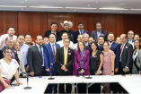Dirigentes de partidos locales se reunieron con la presidenta del Senado, Laura Itzel Castillo.
