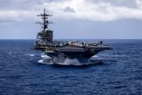 El portaaviones USS George H.W. Bush navega en el océano Índico durante operaciones del CENTCOM de Estados Unidos, según imagen difundida el 23 de abril de 2026.