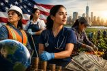 Ilustración de mujeres mexicanas trabajando en EU.