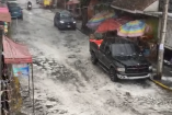 Una fuerte granizada tapizó de blanco pueblos de Xochimilco.