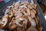 Camarones, en una caja para su venta en un mercado de México.