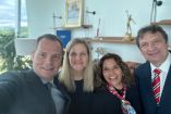 Olegario Vázquez Aldir, presidente de la Academia Olímpica, Kirsty Coventry, primera mujer presidenta del Comité Olímpico Internacional, María José Alcalá, presidenta del Comité Olímpico Mexicano y Mario de la Torre, secretario general de la Academia Olímpica.