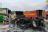 El fuego consumió un remolque tipo casa rodante del Circo Chino de Pekín