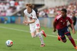ORLANDO, FLORIDA - JUNE 10: Anthony Gordon #18 of England and Edwards Shawn #02 of Cost Rica at Inter&Co Stadium on June 10, 2026 in Orlando, Florida.   Richard Pelham/Getty Images/AFP (Photo by Richard Pelham / GETTY IMAGES NORTH AMERICA / Getty Images via AFP)