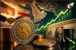 Imagen editorial sobre el avance del peso mexicano frente al dólar, impulsado por mayor apetito global por riesgo, expectativas de paz entre Estados Unidos e Irán y caída en los precios del petróleo.