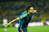 Luis Díaz celebra su gol ante Uzbekistán