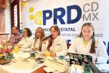 Integrantes del Comité Estatal del PRD-CDMX, en conferencia de prensa.