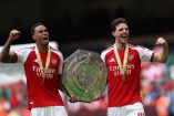 Gabriel Magalhaes (izquierda) y Declan Rice celebran el triunfo del Arsenal en la Community.