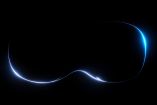 Representación conceptual de lentes inteligentes con un contorno luminoso azul sobre fondo negro, sin personas ni texto.