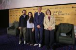 Ramón Ramírez, Jean-François Guéganno y Clémence Mayoral durante la conferencia de prensa del Tour de cine francés en Cinepolis Oasis Coyoacán