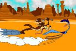El Coyote persiguiendo al Correcaminos.