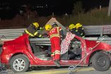 Su hijo y otros dos jóvenes resultaron lesionados y fueron trasladados a un hospital.