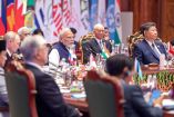 Mandatarios miembros del BRICS, durante el cierre de su cumbre.