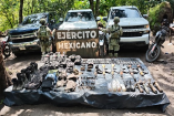En dicho lugar se aseguraron 20 artefactos explosivos y seis armas largas, informó este jueves la Secretaría de la Defensa Nacional.
