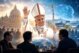 Ilustración sobre el papa León XIV, la IA y el Vaticano.