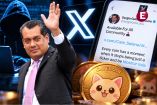Sergio Gutiérrez Luna, vicecoordinador de Morena en la Cámara de Diputados, junto a una representación del hackeo de su cuenta de X para promover la criptomoneda CATECoin.