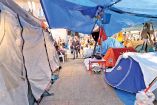 Campamento de madrileños como protesta a políticas de vivienda del gobierno español.