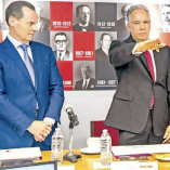 Olegario Vázquez Aldir, vicepresidente de la Cruz Roja Mexicana, atestigua la toma de protesta de Eduardo de Agüero Le Duc al frente de la institución.