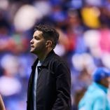 Nicolas Larcamon head coach of Cruz Azul during the Quarter Finals second leg match between Cruz Azul and Los Angeles FC as part of the CONCACAF Champions Cup 2026, at Cuauhtemoc Stadium, on April 14, 2026 in Puebla, Mexico.